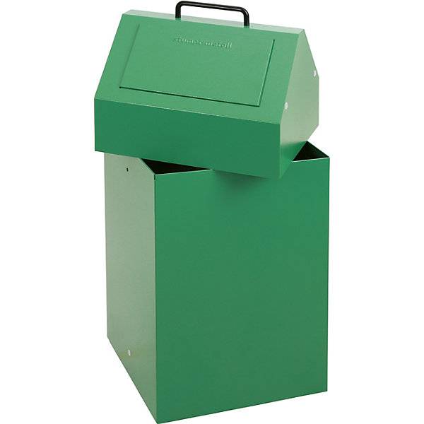 Wertstoffbehälter mit Einwurfklappe Volumen 45 l grün BxH 330 x 640 mm stationär. Stumpf Metall GmbH 75491249-2