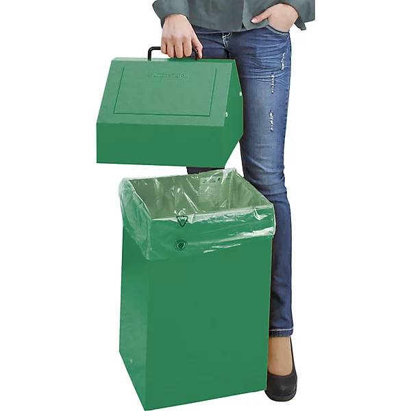 Wertstoffbehälter mit Einwurfklappe Volumen 45 l grün BxH 330 x 640 mm stationär. Stumpf Metall GmbH 75491249-3