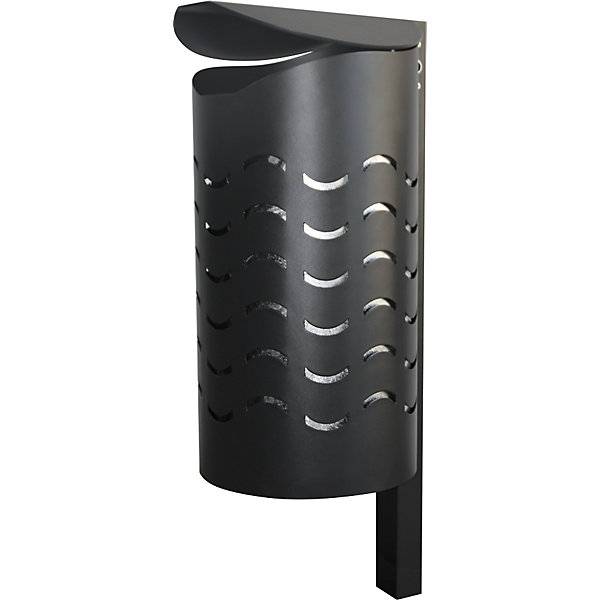 Abfallbehälter WAVE für außen Volumen 40 l zum Einbetonieren HxT 1450 x 438 mm. Metallwerke Renner GmbH