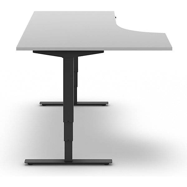 Schreibtisch Atlanta elektrisch höhenverstellbar Ecke BxT 1800 x 1200 mm lichtgrau/schwarz links. TAKKT-3