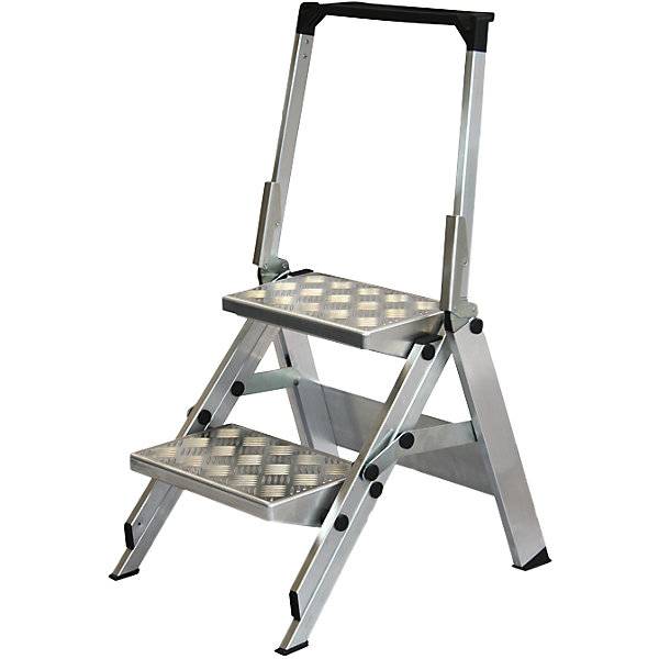 Alu-Klapptreppe Stufen Aluminium geriffelt mit Sicherheitsbügel 2 Stufen. WAKÜ-Geräte GmbH 52397249-0