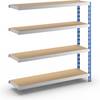 Großfach-Steckregal blau/grau HxBxT 1508 x 1525 x 400 mm Spanplattenböden Anbauregal. TAKKT Industrial &