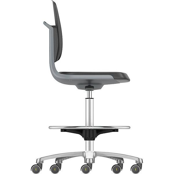 Arbeitsdrehstuhl LABSIT Hochstuhl mit Sitz-Stopp-Rollen und Fußring Sitz mit Kunstlederbezug orange.-3