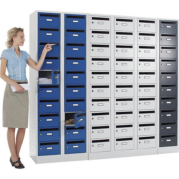 Postverteilerschrank 10 Fächer abschließbar enzianblau. Eugen Wolf | Metallwarenfabrik GmbH & CO KG 96976649-4