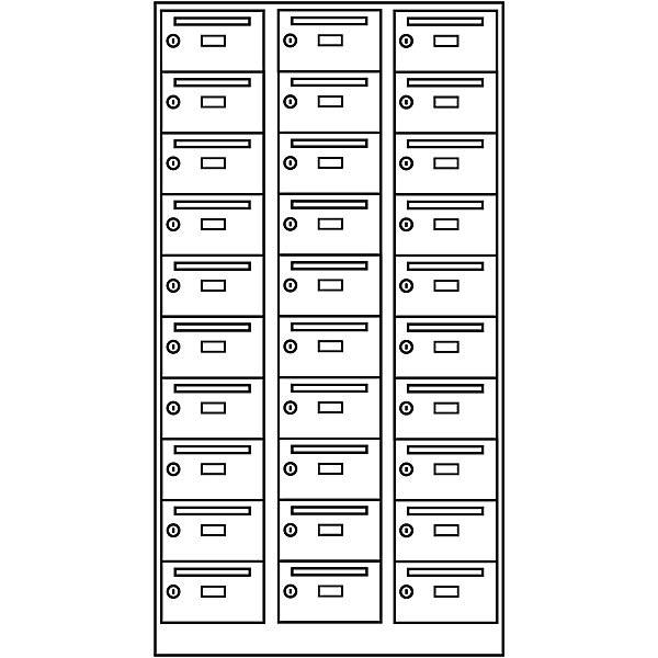 Postverteilerschrank 30 Fächer abschließbar anthrazit. Eugen Wolf | Metallwarenfabrik GmbH & CO KG 96977449-4