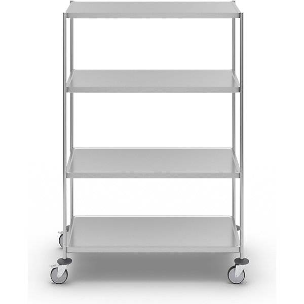 Kongamek Edelstahl- Etagenwagen vollständig geschweißt, 4 Ladeflächen 1050x550mm Gummibereifung m-2