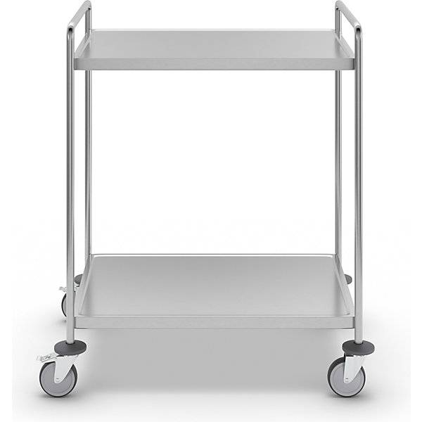 Kongamek Edelstahl- Tischwagen vollständig geschweißt mit Schiebegriffen, 2 Ladeflächen 800x550mm-3