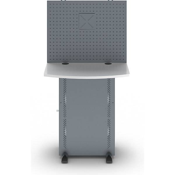 Computerschrank mit Arbeitsplatte und Lochwand blaugrau. TAKKT Industrial & Packaging GmbH 56991949-4
