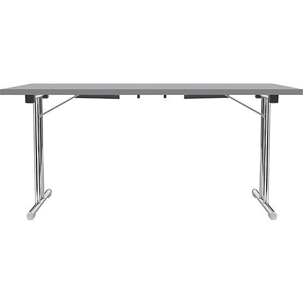 Klapptisch mit Doppel-T-Fußgestell Gestell aus Stahlrundrohr verchromt lichtgrau/anthrazit BxT 1400 x 700 mm.-0