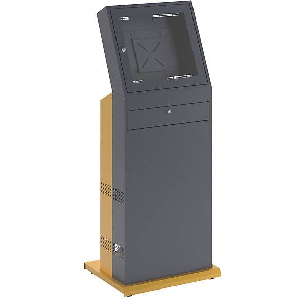 PC-Terminal HxBxT 1600 x 650 x 600 mm schiefergrau / melonengelb. TAKKT Industrial & Packaging GmbH 94626649-3