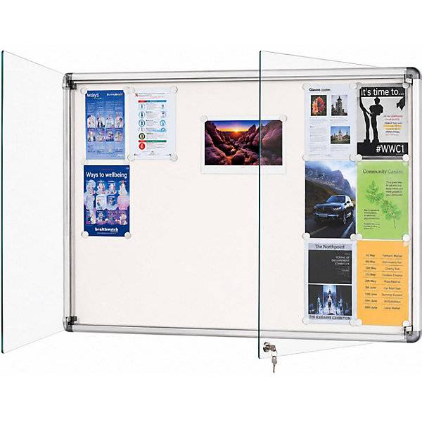 Schaukasten Alu-Rahmen für innen und außen Kapazität 2 DIN A4-Blatt HxBxT 410 x 530 x 50 mm Rahmen gerundet.-0
