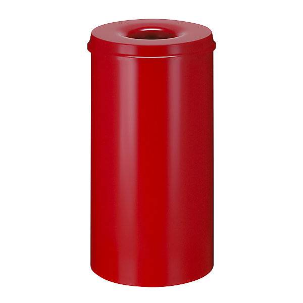 Sicherheits-Papierkorb Stahl selbstlöschend Volumen 50 l HxØ 625 x 335 mm Korpus rot / Löschkopf rot. Vepa