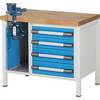 Werkbank Gestellbauweise Serie 8000 4 Schubladen: 2 x 120 2 x 150 mm 1 Schraubstock (Klapp-Lift) BxT 1000 x