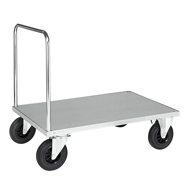 Kongamek Plattformwagen, verzinkt 1200x800x900mm Boden Stahlblech ummantelt mit offenem Schiebegriff und Gummibereifung-2