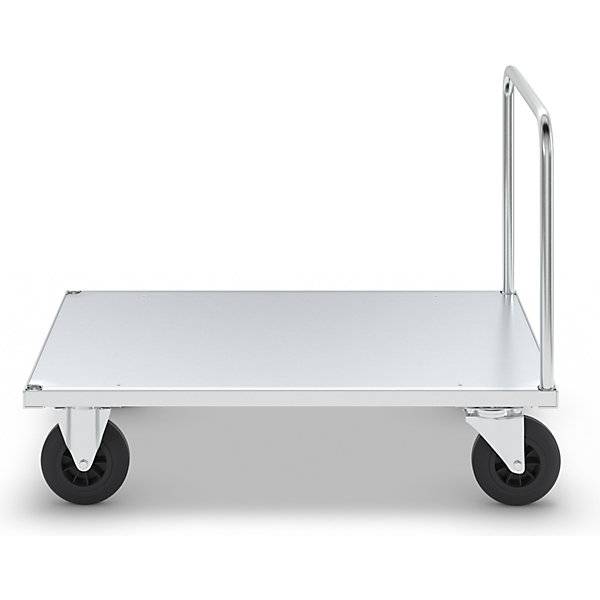 Kongamek Plattformwagen, verzinkt 1200x800x900mm Boden Stahlblech ummantelt mit offenem Schiebegriff und Gummibereifung-3