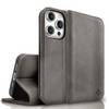 NALIA Echt-Leder Flipcase für iPhone 15 Pro Hülle, Rindsleder Schutzhülle RFID-Schutz Lederhülle Aufstellbar Dunkelgrau