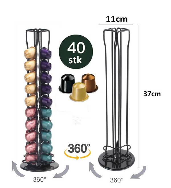 Kaffeekapsel Ständer drehbar für 40 Kapseln komatibel mit Nespresso Kapselhalter Kapselspender