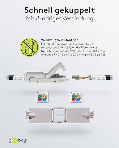 Goobay 44417 Outdoor CAT 6 STP / Kabelverbinder IP68 wasserdicht / LSA Netzwerkkabel Kupplung / 250 MHz LAN Verbinder-5