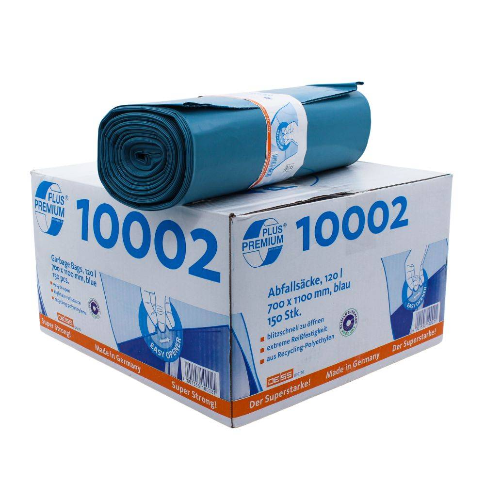 DEISS Premium Plus® extrem reißfest, Schwerlast Abfallsäcke 10002, 120 Liter - Karton / 120 Liter | Karton (6 Rollen)-0