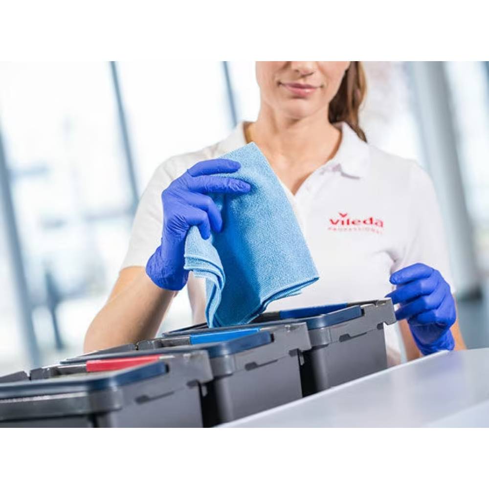 Vileda Professional r-MicroTuff Swift Microfasertuch, blau | Packung (5 Tücher)-1