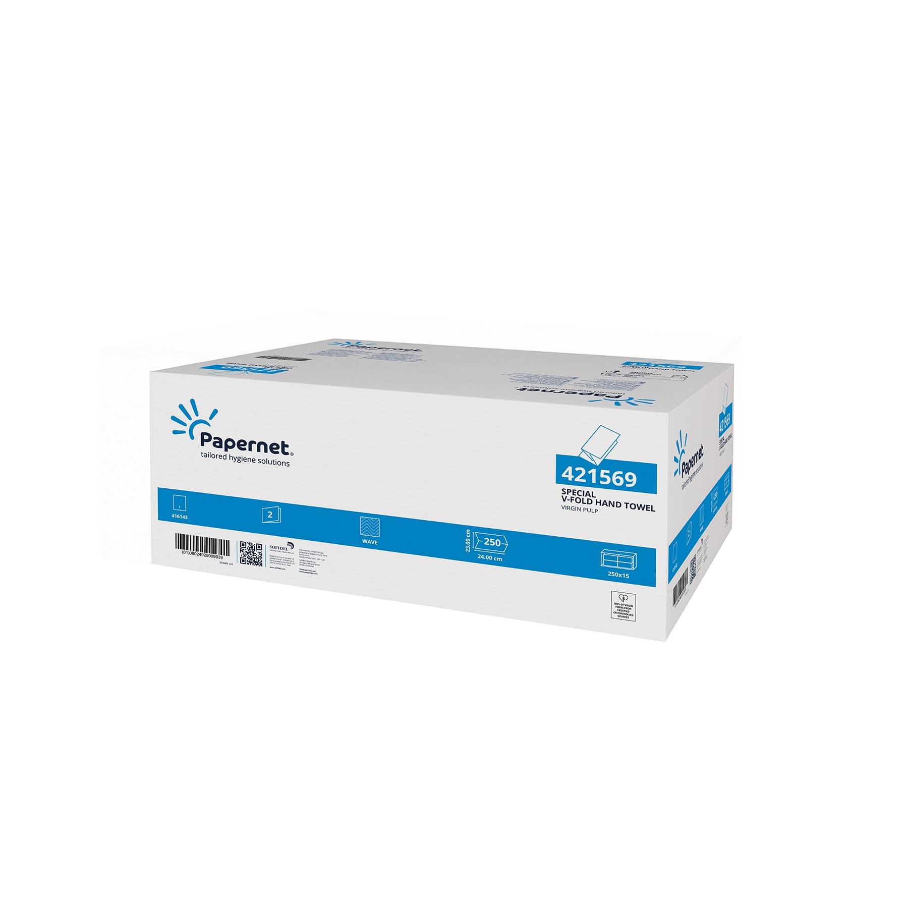 Papernet Papierhandtücher 421569, 3750 Blatt, 2-lagig V-Falz | Karton (15 Packungen)-0