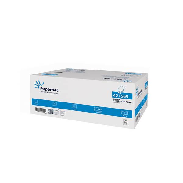 Papernet Papierhandtücher 421569, 3750 Blatt, 2-lagig V-Falz | Karton (15 Packungen)