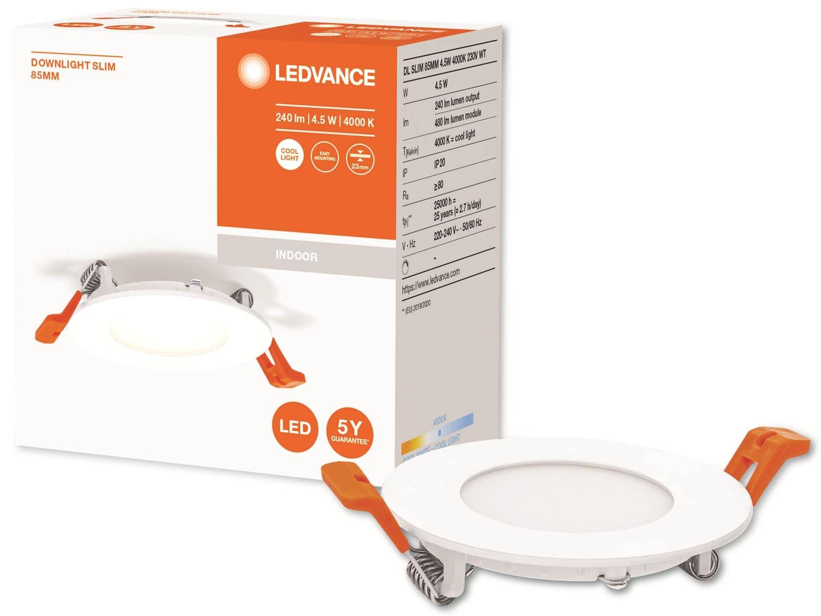 LEDVANCE 4058075573116 RECESS SLIM DOWNLIGHT LED-Einbauleuchte LED 4.5 W Weiß-1
