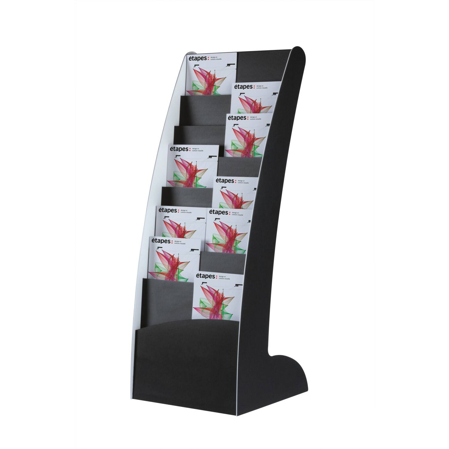PAPERFLOW Prospektständer Courbo, 8 Fächer, schwarz-1