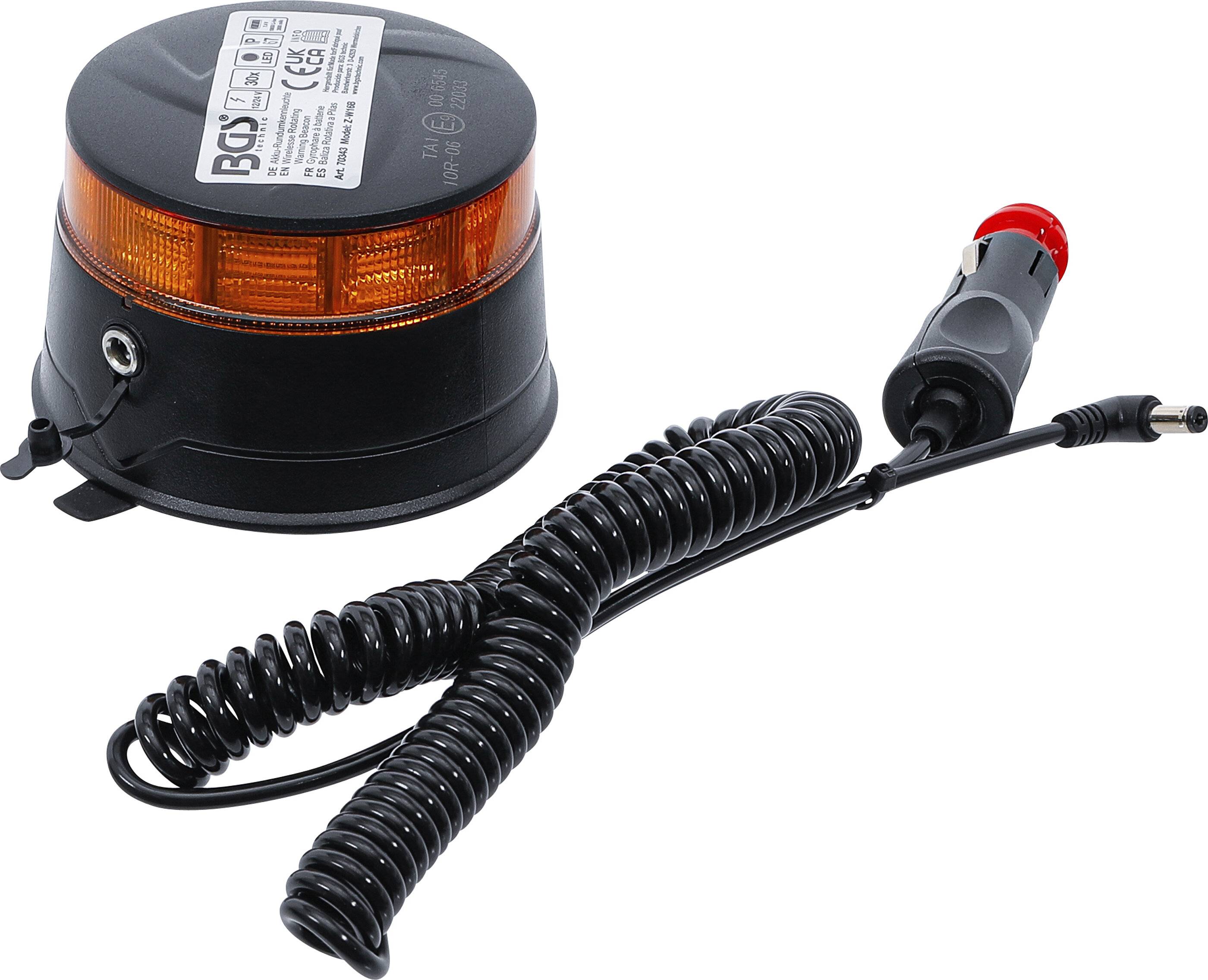 Akku-Rundumkennleuchte gelb mit Magnet 12 V / 24 V Ø 130 mm-2