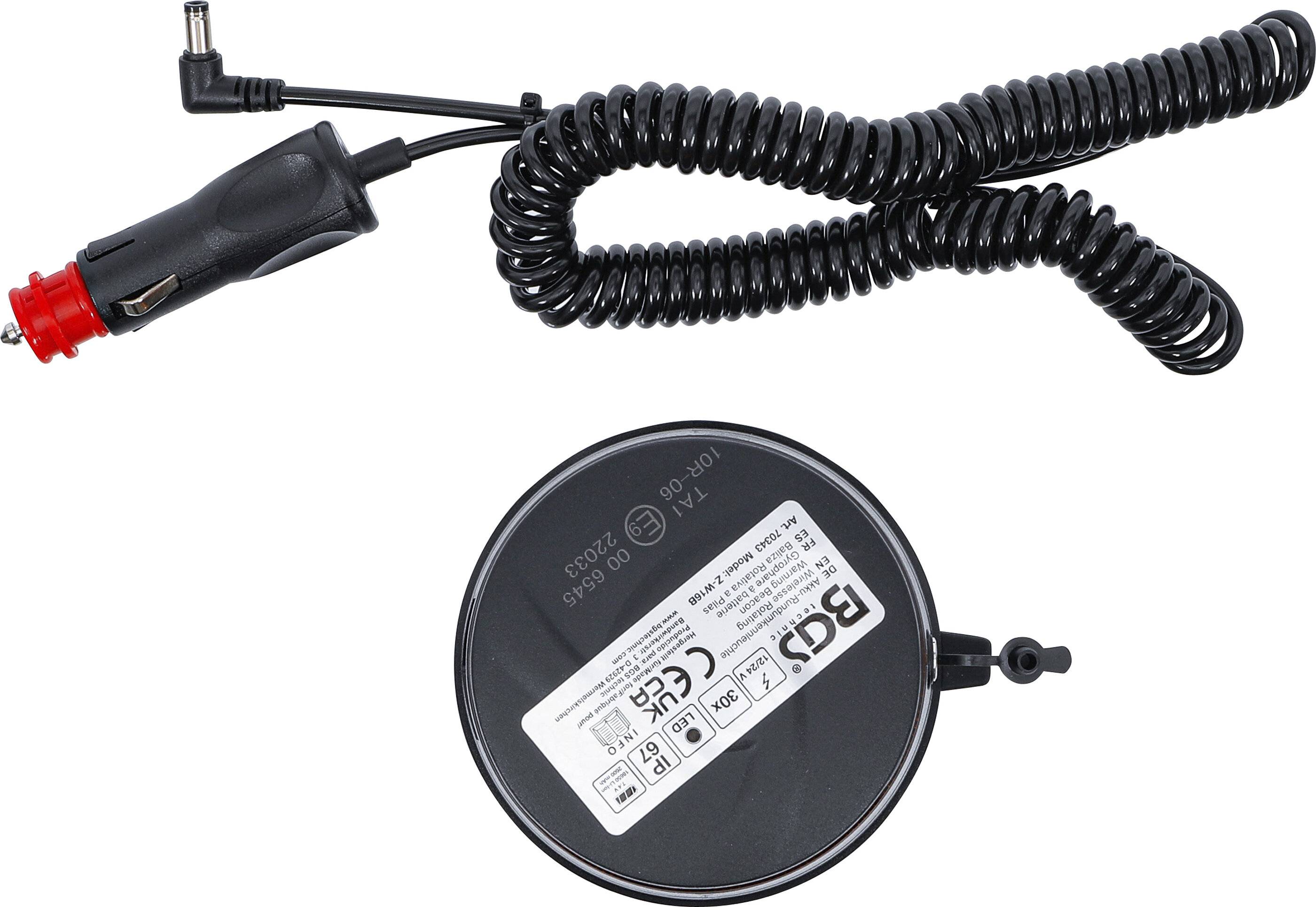 Akku-Rundumkennleuchte gelb mit Magnet 12 V / 24 V Ø 130 mm-3