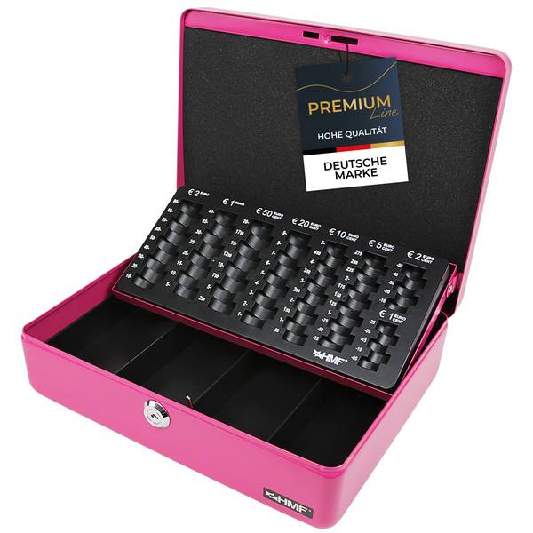HMF 10015-15 Geldkassette mit Münzzählbrett, 30 x 24 x 9 cm, Pink