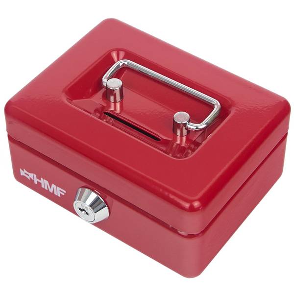HMF 102122-03 Kinder Spardose, Geldkassette mit Schlitz, 12,5 x 9,5 x 6 cm, Rot