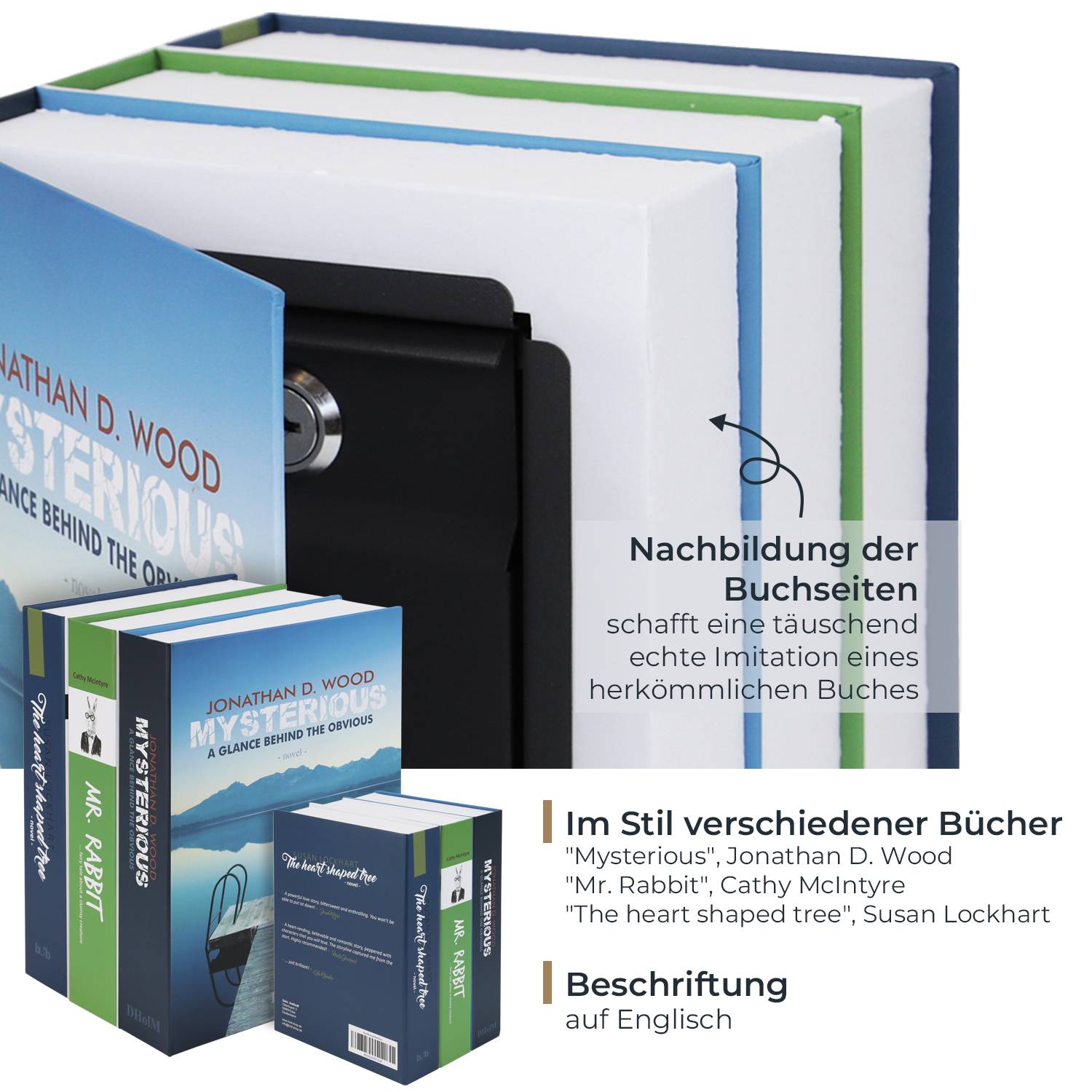 HMF 4312202 Buchtresor Geldkassette XL, 22 x 15 x 13 cm-2