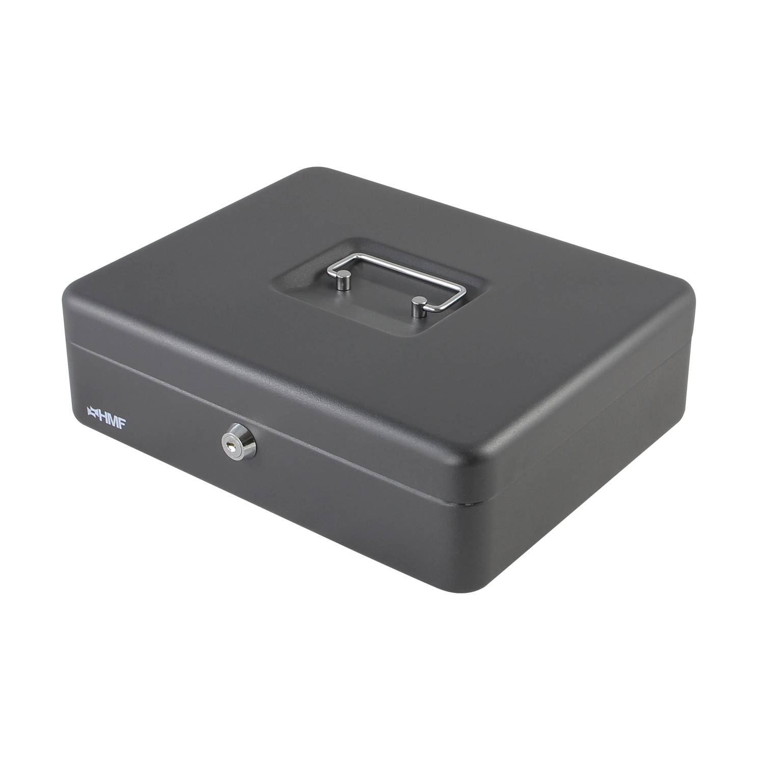 HMF Geldkassette abschließbar, Kasse mit 5 Münzfächern und 4 Geldscheinmulden, 30 x 24 x 9 cm, Schwarz-3