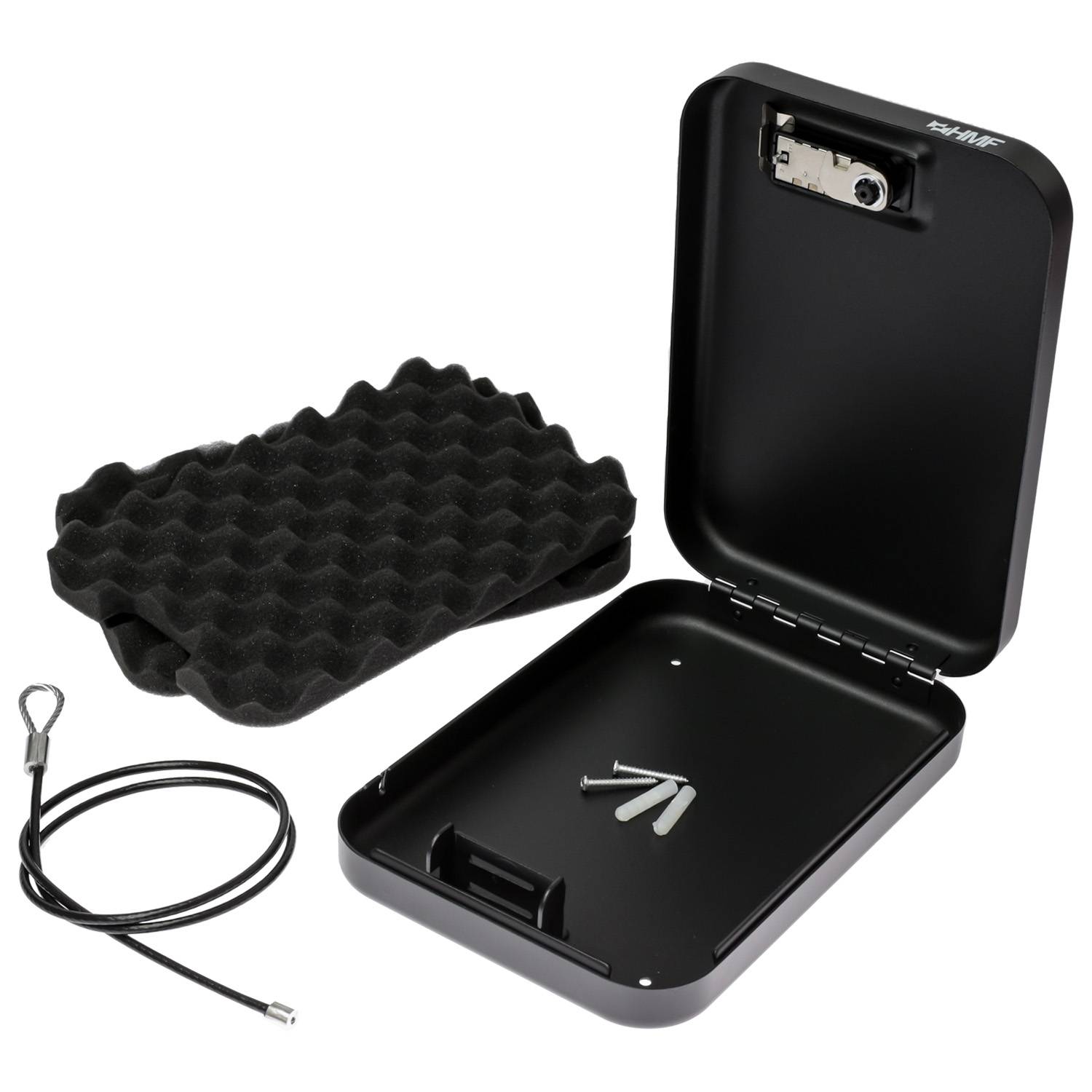 HMF 317-02 Sicherheitsbox mit Zahlenschloss und Sicherungskabel, 24 x 16,5 x 4,5 cm, Schwarz-3