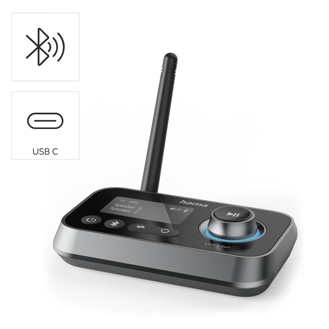 hama 00205322 Bluetooth®-Adapter "Link.it duo", Sender u. Empfänger, Bluetooth nachrüsten-1