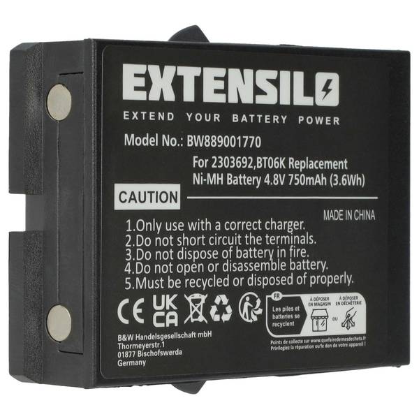 EXTENSILO Akku kompatibel mit Danfoss TM70/2 | T72, TM70/1, T71 Industrie-Funkfernsteuerung Fernbedienung (750 mAh, 4,8