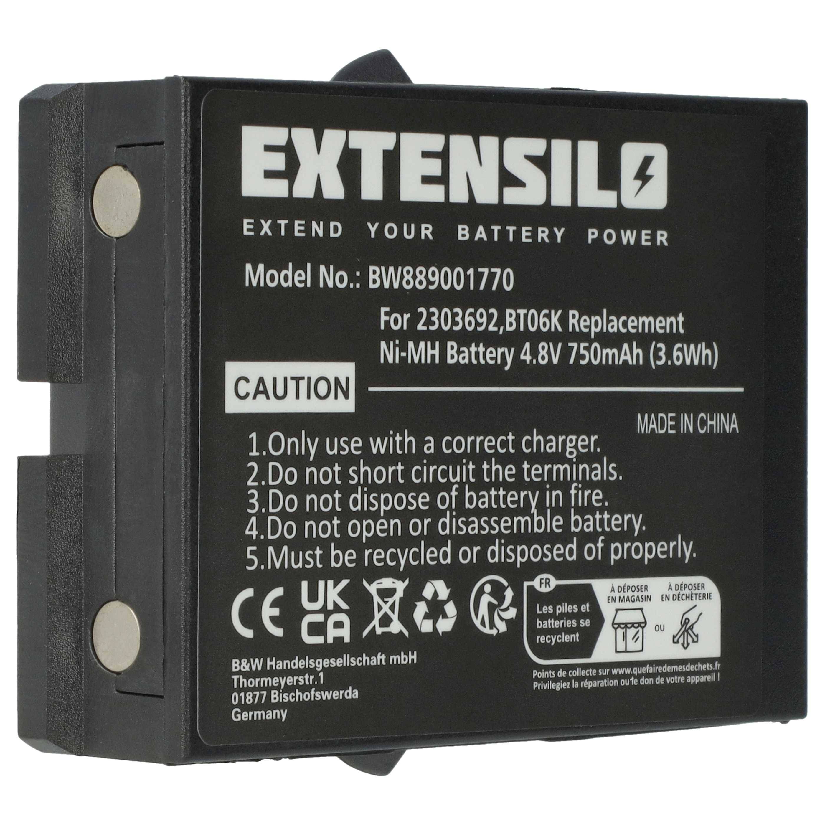 EXTENSILO Akku kompatibel mit Danfoss TM70/2 | T72, TM70/1, T71 Industrie-Funkfernsteuerung Fernbedienung (750 mAh, 4,8-0