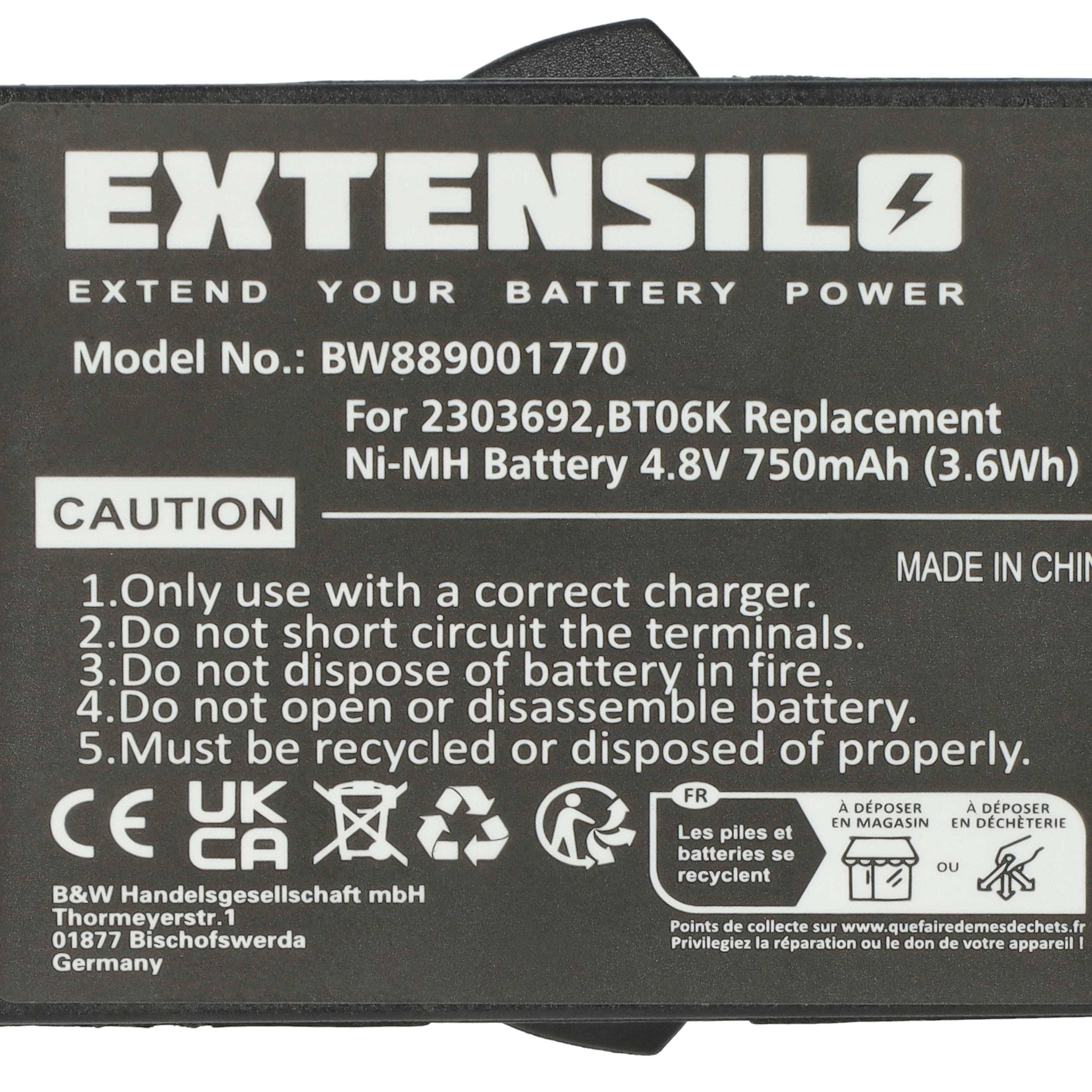 EXTENSILO 2x Akku Ersatz für Danfoss BT06K | 2303692 für Industrie-Funkfernsteuerung Fernbedienung (750 mAh, 4,8 V-3