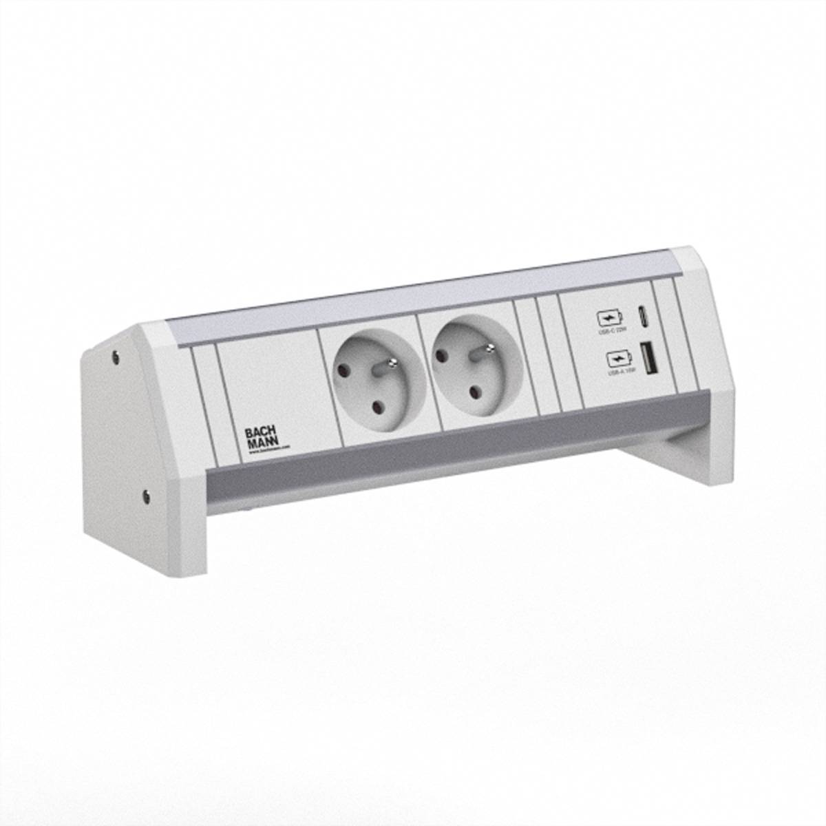 BACHMANN DESK 2xCEE7/3 1xUSB A/C 22W GST18 RAL9010-0