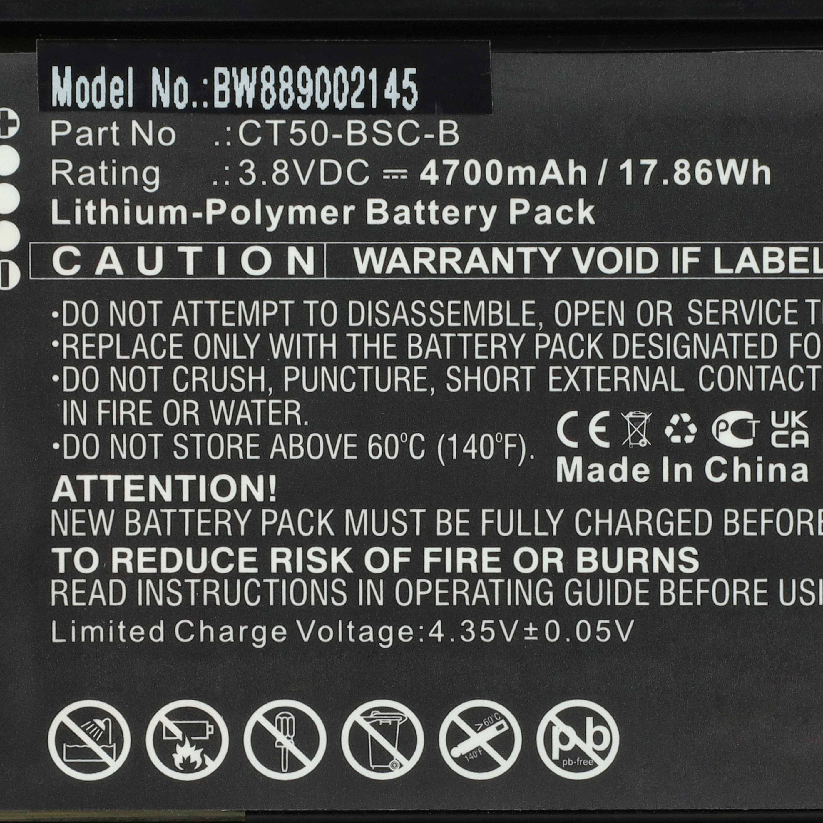 vhbw 5x Akku kompatibel mit Honeywell Dolphin CT65 | CT60 Mobilcomputer PDA Scanner (4700 mAh, 3,8 V, Li-Polymer)-3