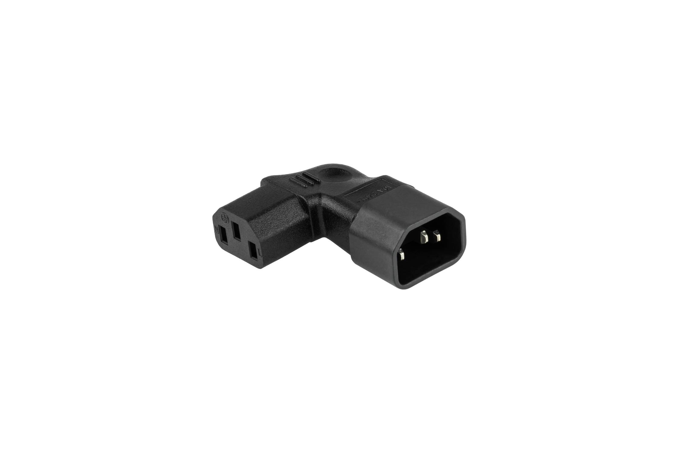 kabelmeister® Stromadapter Kaltgeräte-Stecker C14 an Kaltgeräte-Buchse C13, links/rechts abgewinkelt, schwarz-0