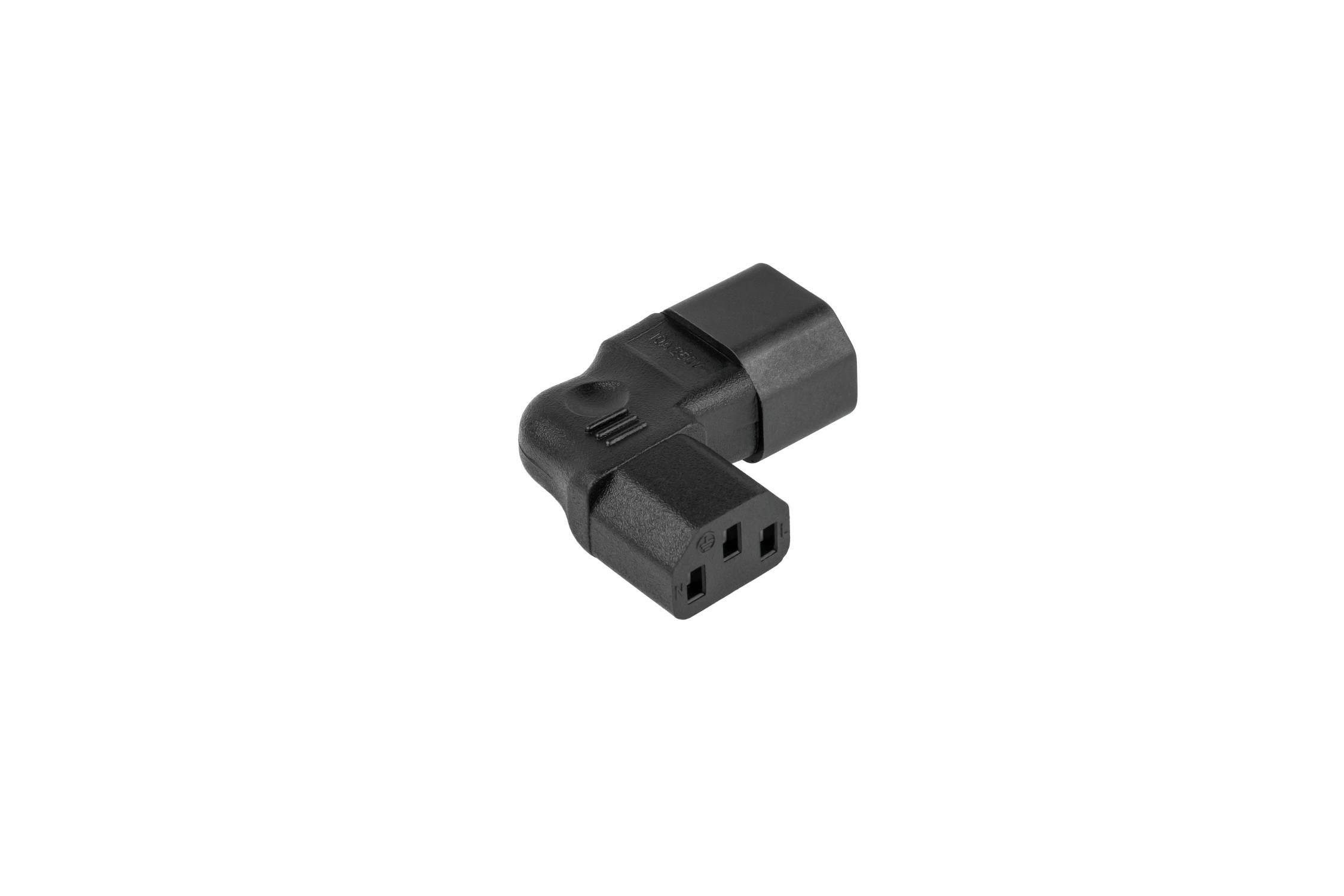 kabelmeister® Stromadapter Kaltgeräte-Stecker C14 an Kaltgeräte-Buchse C13, links/rechts abgewinkelt, schwarz-1