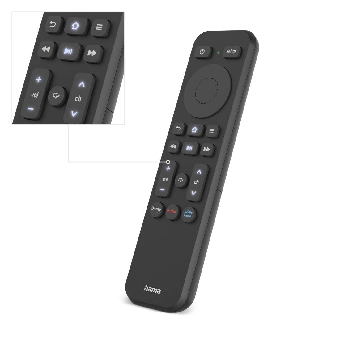 hama 00221050 Fernbedienung, f. TV + Button Netflix, Prime Video, Disney+, programmierbar-1