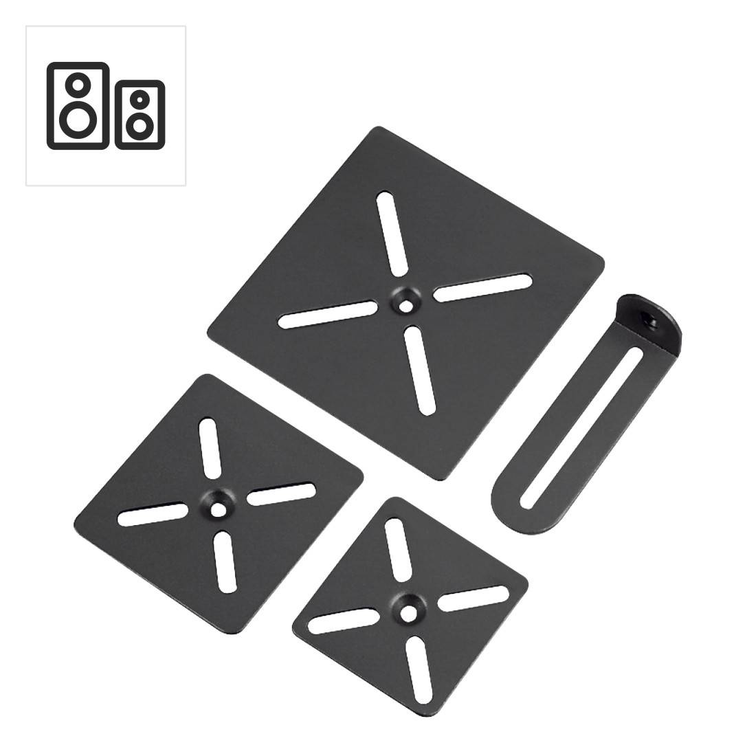 hama 00220882 Lautsprecherständer, höhenverstellbar, mit Kabelführung, universal, Schwarz-2