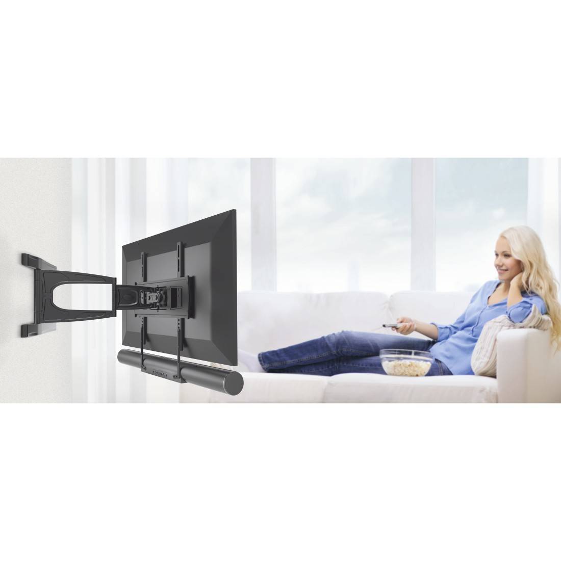 hama 00220884 Soundbar-Halterung, universal, fix, für Befestigung am TV-Gerät, Schwarz-1