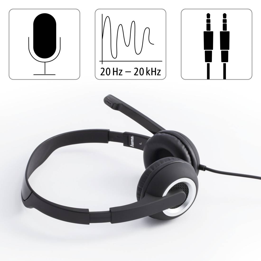 hama 00053982 PC-Office-Headset "HS-P150", Stereo, Schwarz-1