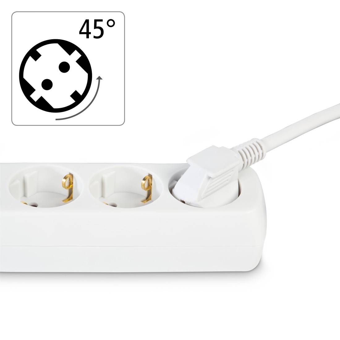 hama 00030381 Steckdosenleiste 3-fach, Weiß, 1,4 m-4