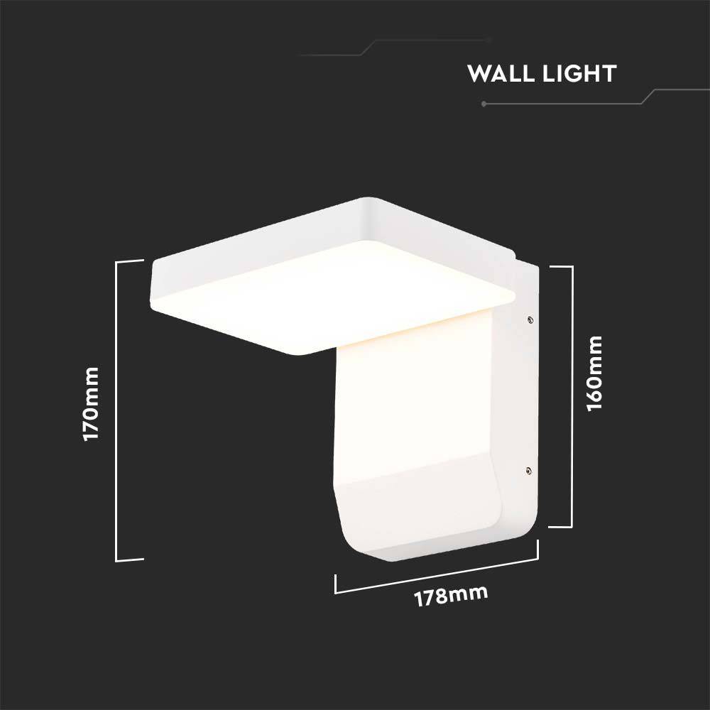 V-TAC VT-11020-SQ-W LED-Wandleuchte drehbar - IP65 Wasserdicht - Weiß - 17W - 2580 Lumen - 4000K-4