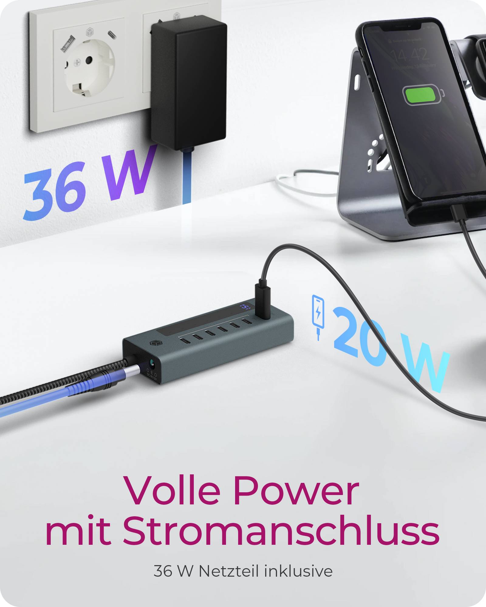 IB-HUB1457-C31, 7 Port Type-C USB 3.2 Gen 2 Hub, Aluminiumgehäuse-2